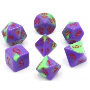 (Purple+Green) Red font Blend color dice set